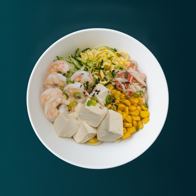 Shrimp & Tofu Chilled Udon with Sesame Dressing