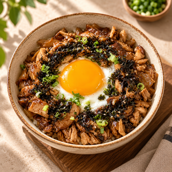 Japanese Tsukimi Minced Chicken Rice