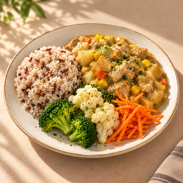 Creamy Corn Chicken with Mixed Rice