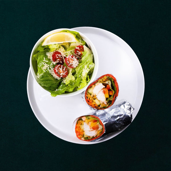 Garlic Butter shrimp Wrap & Garden Salad