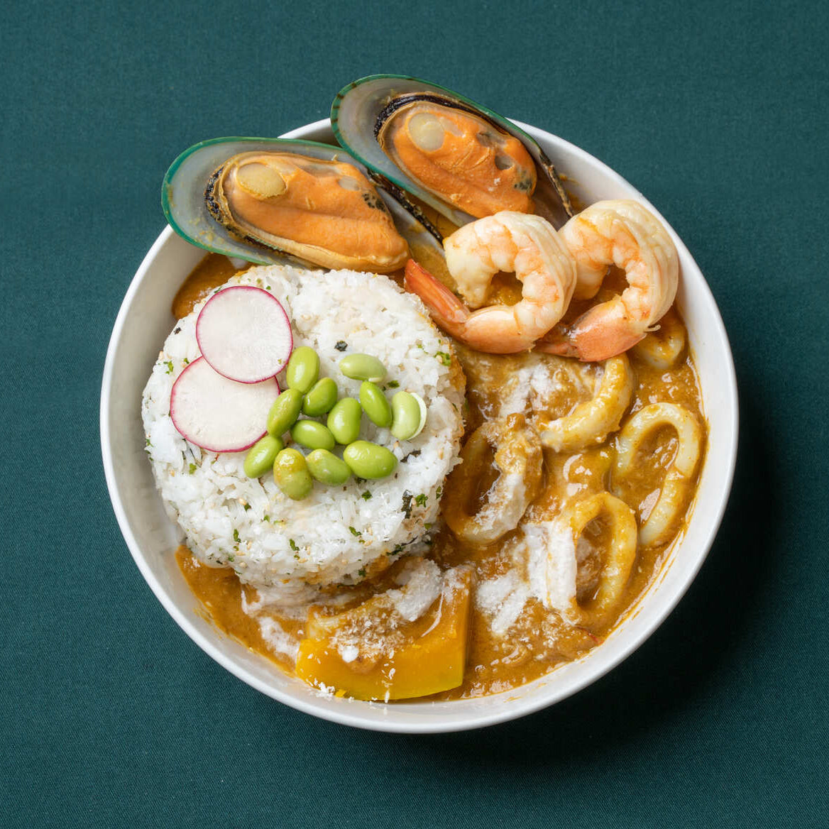 Thai Yellow Curry Seafood Rice with Coconut Oil - B-BOX.