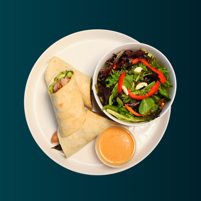 Japanese Grilled Chicken Wrap With Garden Salad