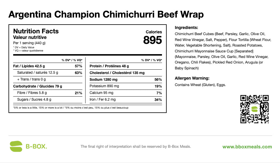 Argentina Champion Chimichurri Beef Wrap