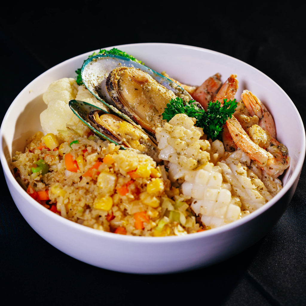 Sea Breeze Pesto Seafood Cauliflower Bowl