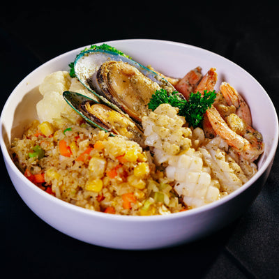 Sea Breeze Pesto Seafood Cauliflower Bowl