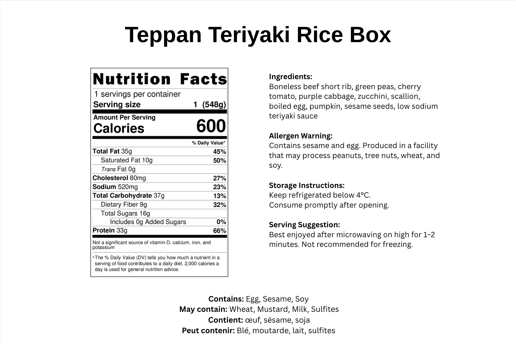 Teppan Teriyaki Beef Box - B-BOX.