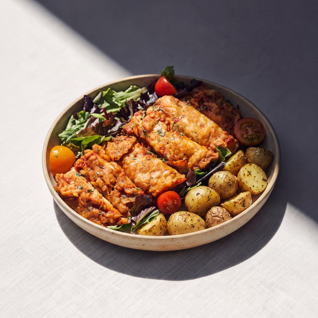 Chicken Parmesan with Herb-Roasted Baby Potatoes