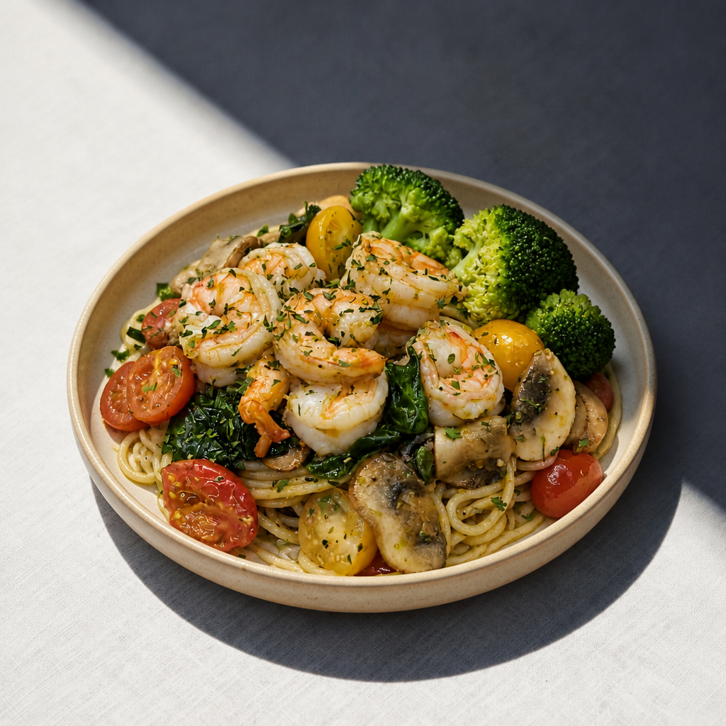 Emerald Spinach Pesto Shrimp Spaghetti