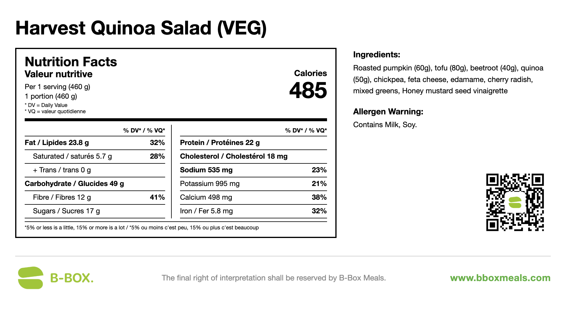 Harvest Quinoa Salad (Veg)