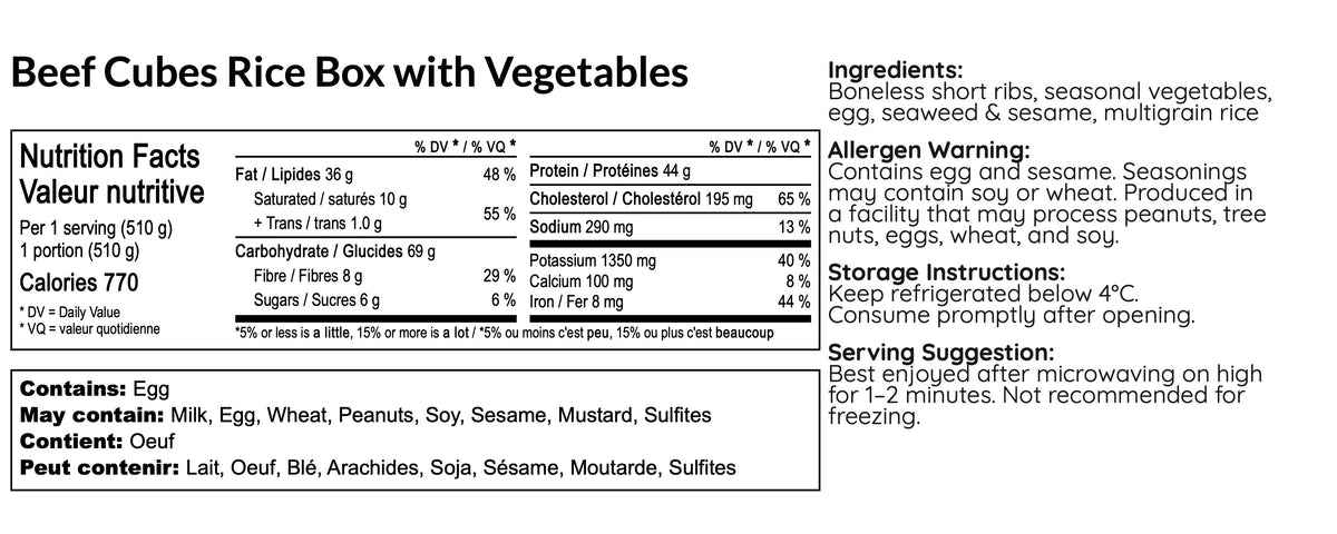 Box Beef Cubes Beef Cubes Rice Box with Vegetables – B-BOX.
