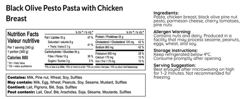 Black Olive Pesto Pasta with Chicken Breast - B-BOX.