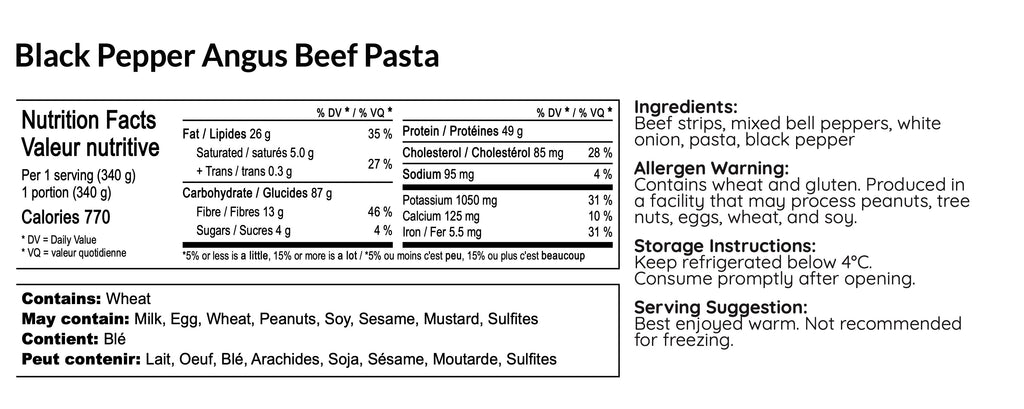 Black Pepper Angus Beef Pasta - B-BOX.