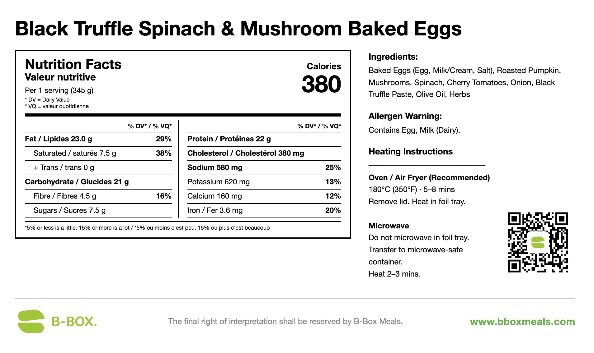 Black Truffle Spinach & Mushroom Baked Eggs