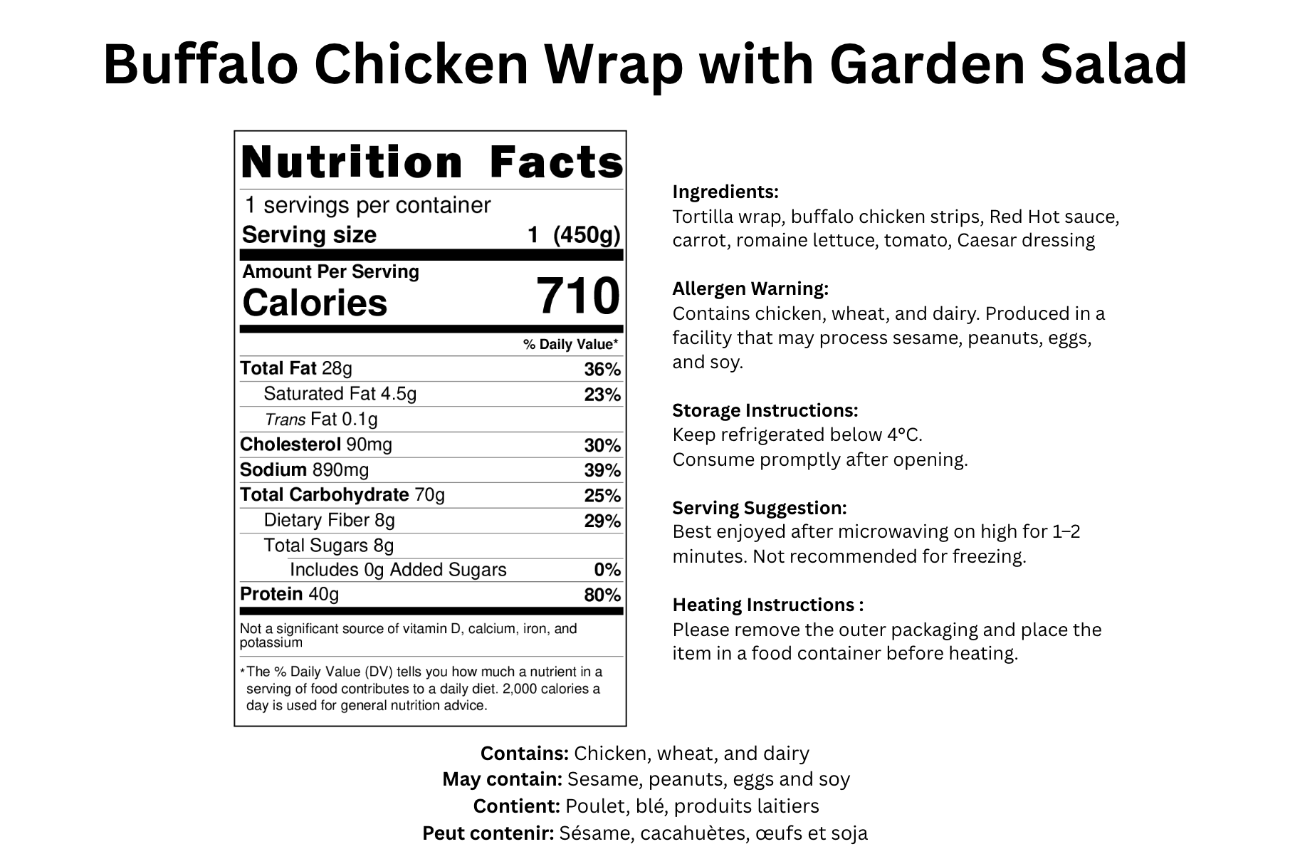 Buffalo chicken Strip Wrap & Garden Salad - B-BOX.
