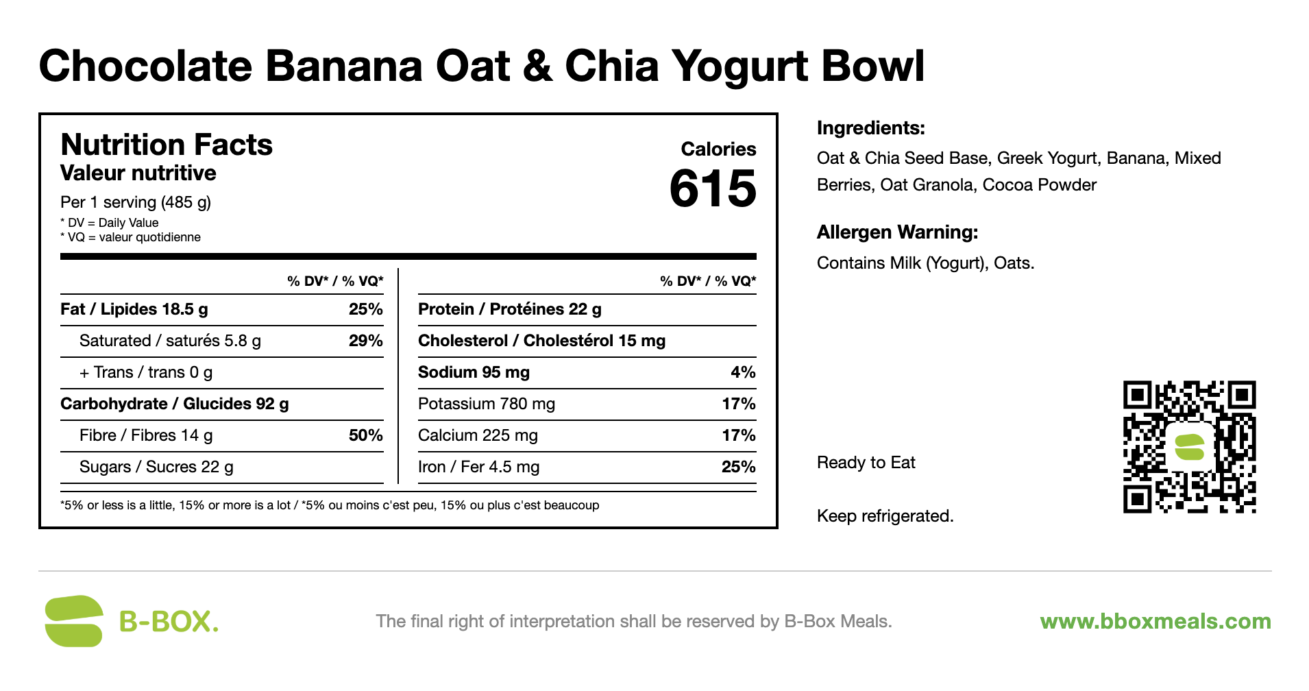 Chocolate Banana Oat & Chia Yogurt Bowl