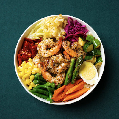 Italian Black Truffle Prawns Rice Box with Vegetable