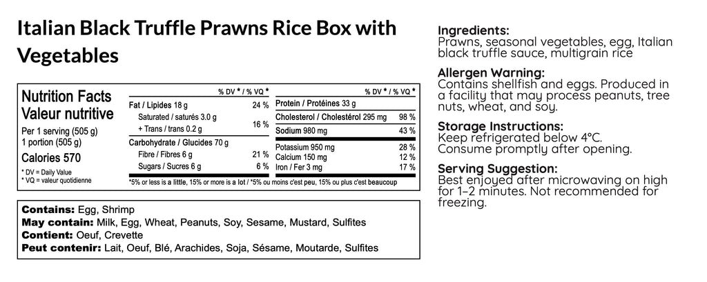 Italian Black Truffle Prawns Rice Box with Vegetable - B-BOX.