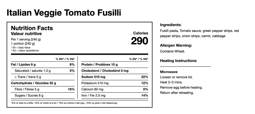 Italian Veggie Tomato Fusilli (Vegetarian)