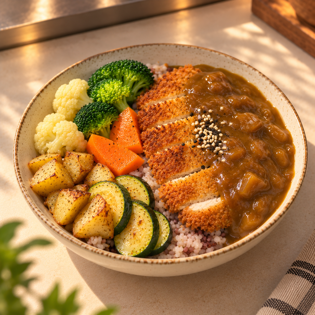Japanese Curry Chicken Katsu Rice Bowl (Non-Fried)