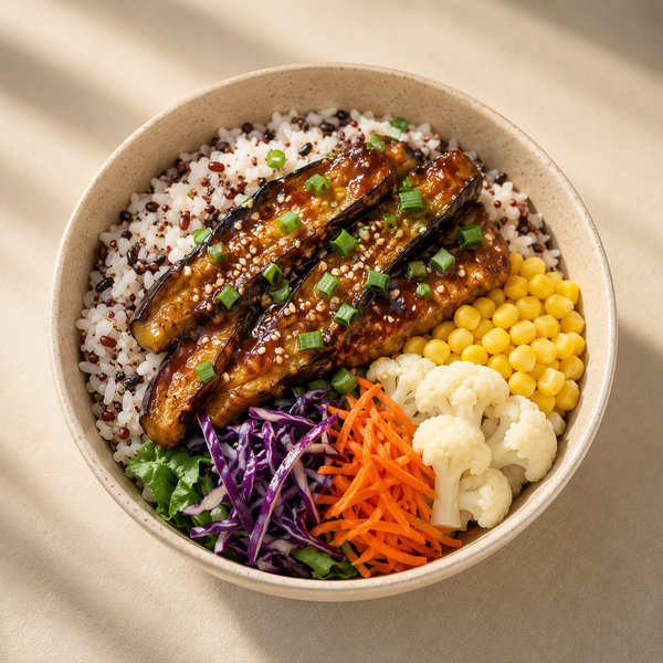 Japanese Teriyaki Eggplant Mixed Rice Bowl (Veg)