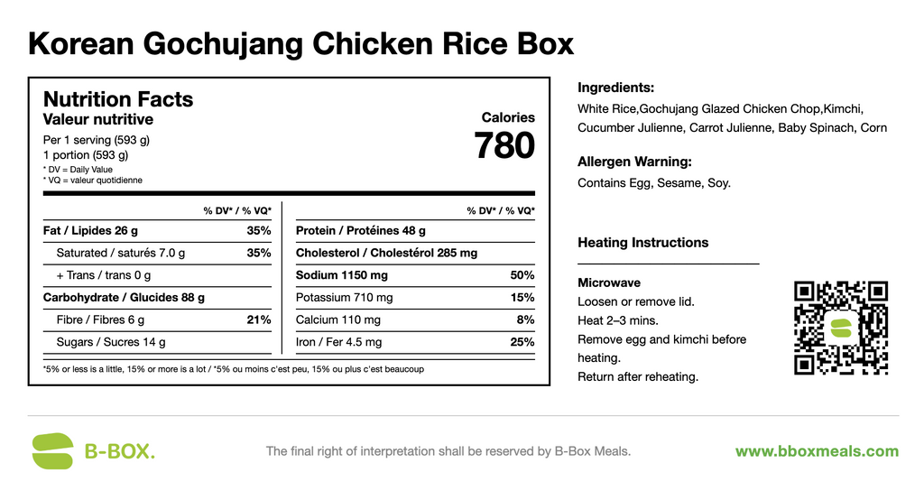 Korean Gochujang Chicken Rice Box