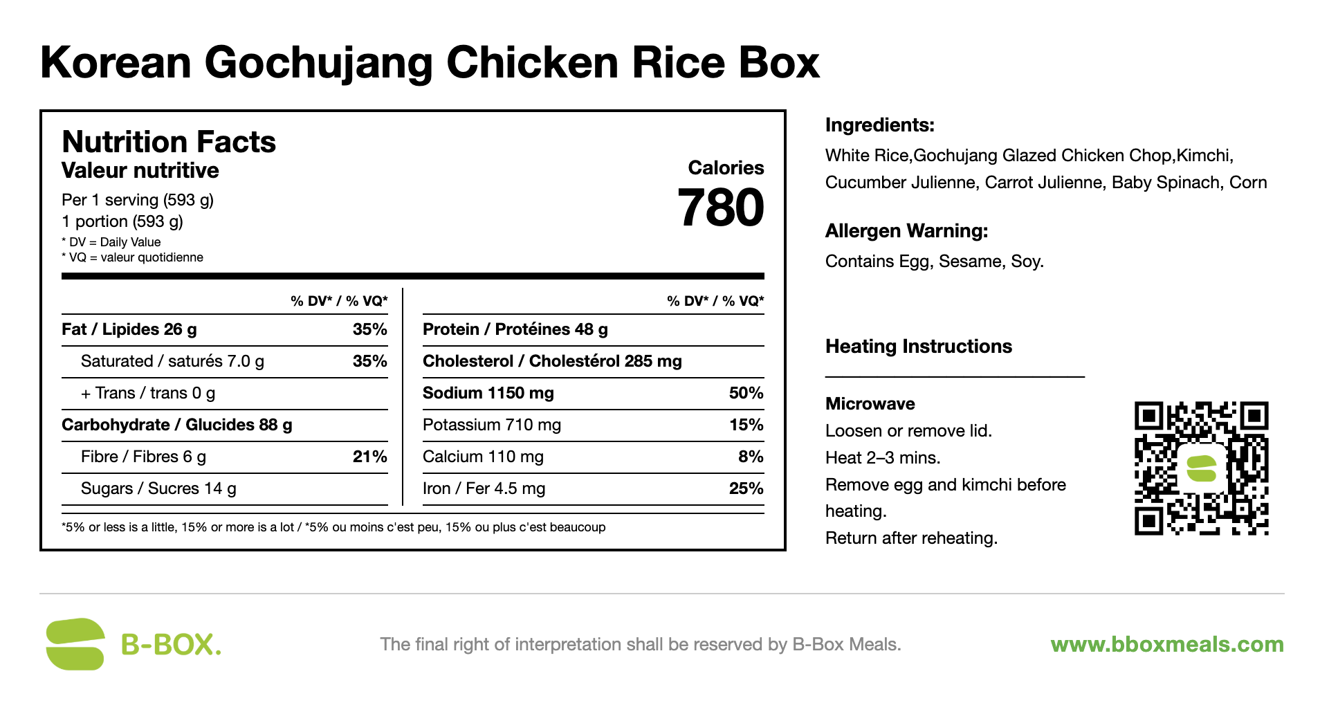 Korean Gochujang Chicken Rice Box