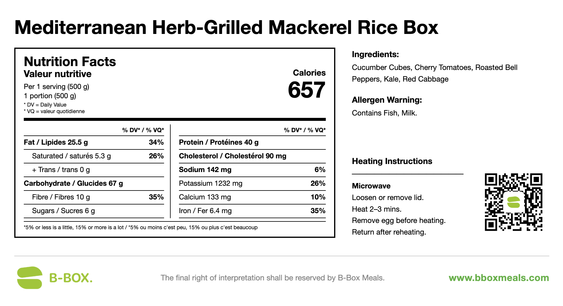 Mediterranean Herb-Grilled Mackerel Rice Box