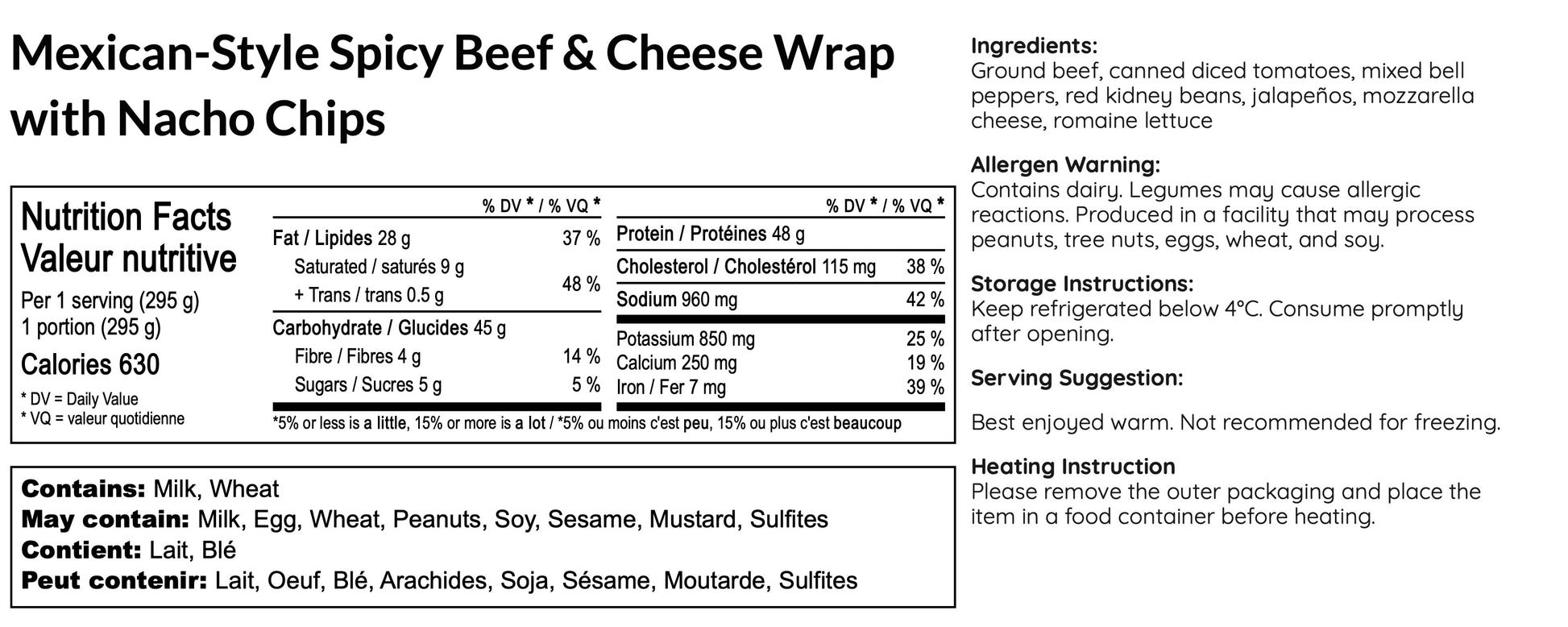 Mexican-Style Spicy Beef & Cheese Wrap with Nacho Chips - B-BOX.