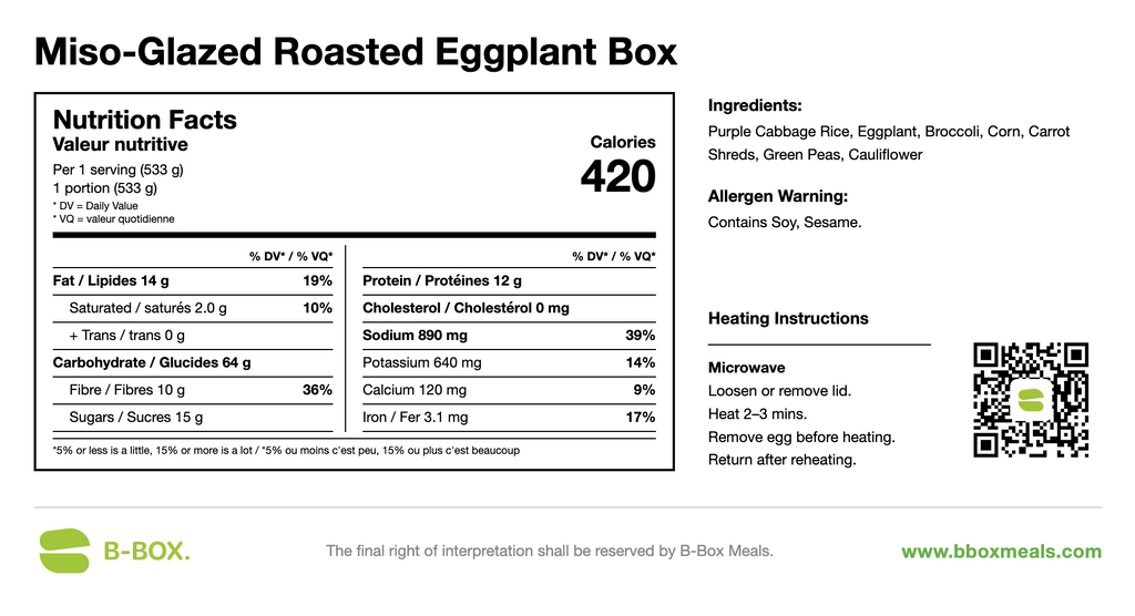 Miso-Glazed Roasted Eggplant Box (Vegetarian)