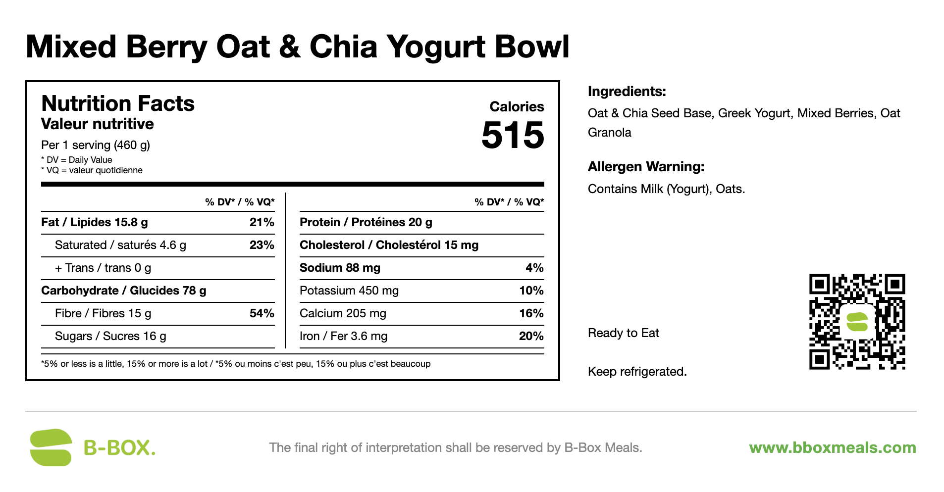 Mixed Berry Oat & Chia Yogurt Bowl