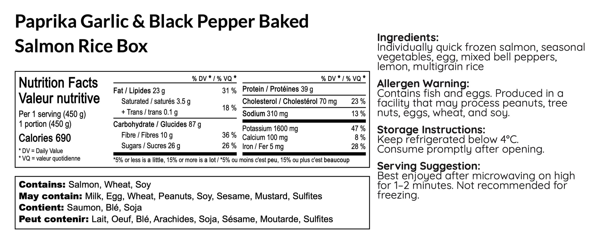 Paprika Garlic & Black Pepper Baked Salmon Rice Box - B-BOX.