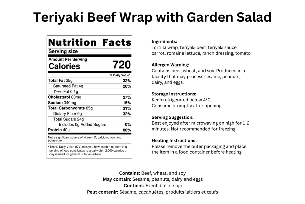 Teriyaki Beef Wrap & Garden Salad - B-BOX.