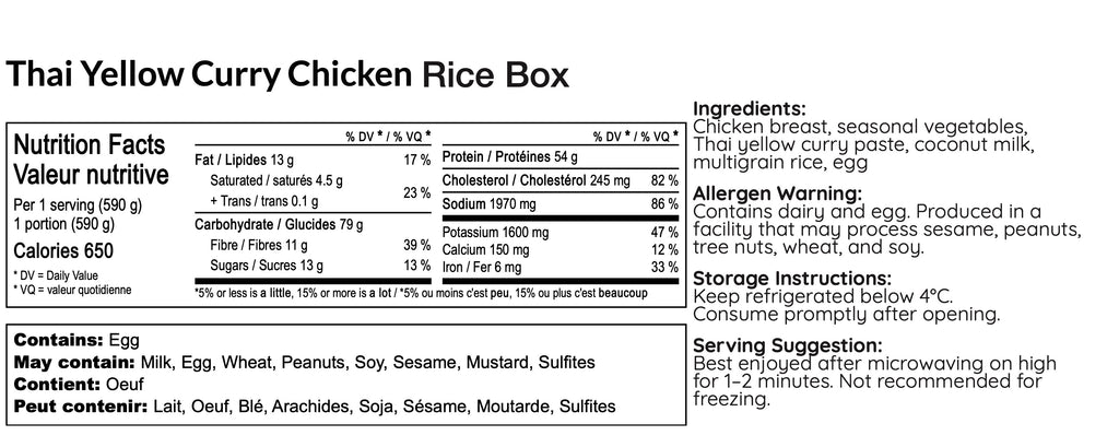 Thai Yellow Curry Chicken Rice Box - B-BOX.