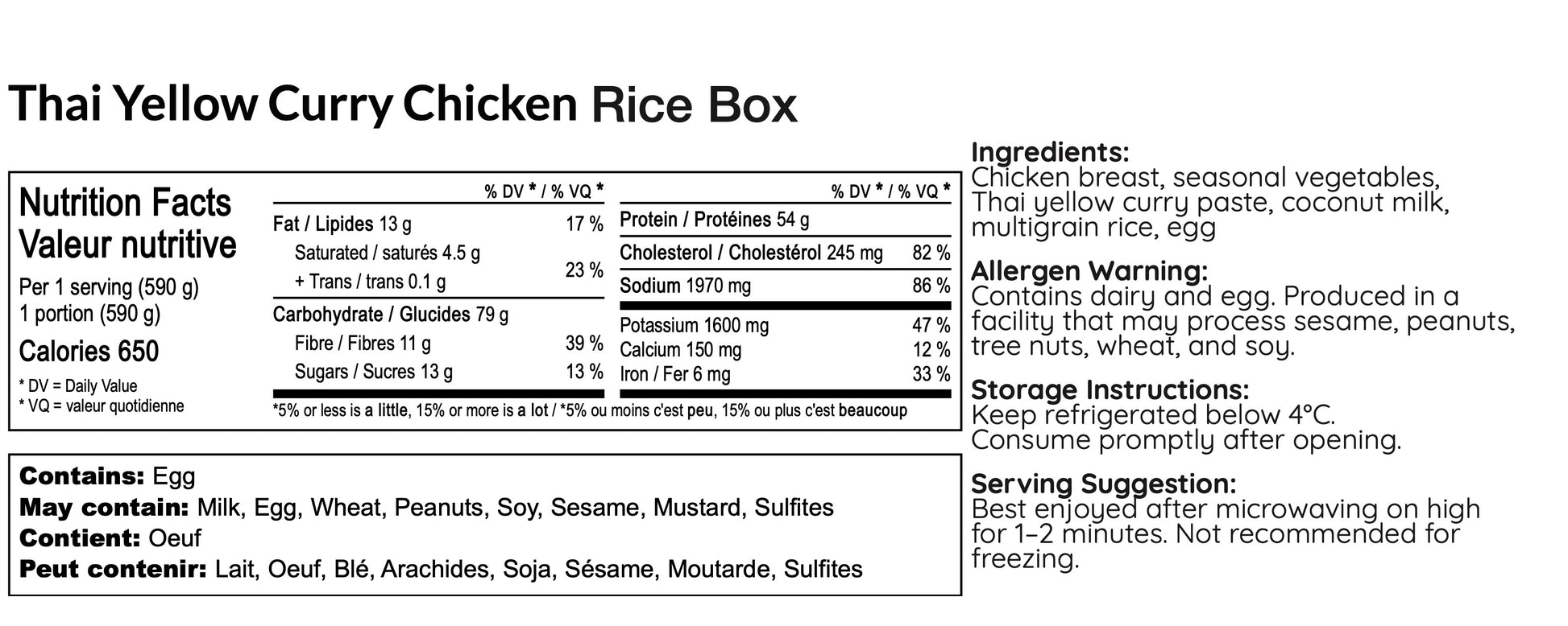 Thai Yellow Curry Chicken Rice Box - B-BOX.