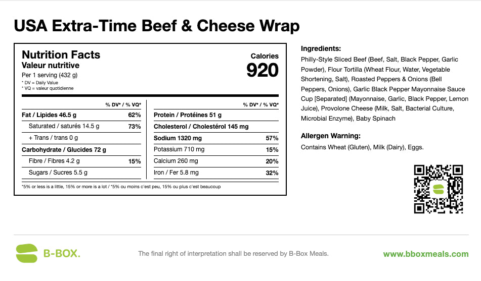 USA Extra-Time Beef & Cheese Wrap