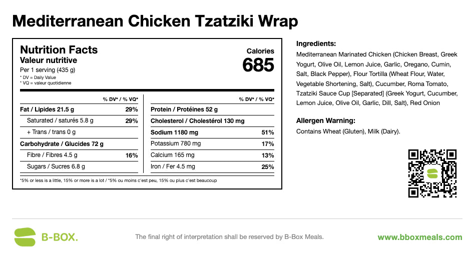 Mediterranean Playmaker Chicken Tzatziki Wrap