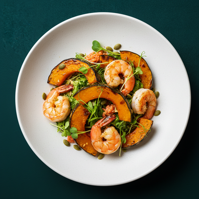 Roasted Pumpkin & Prawn Salad