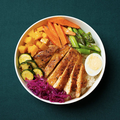 Grilled Chicken Rice Box with Fresh Vegetables