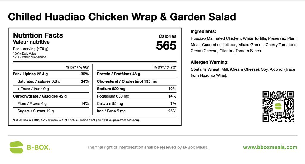 Chilled Huadiao Chicken Wrap with Salad