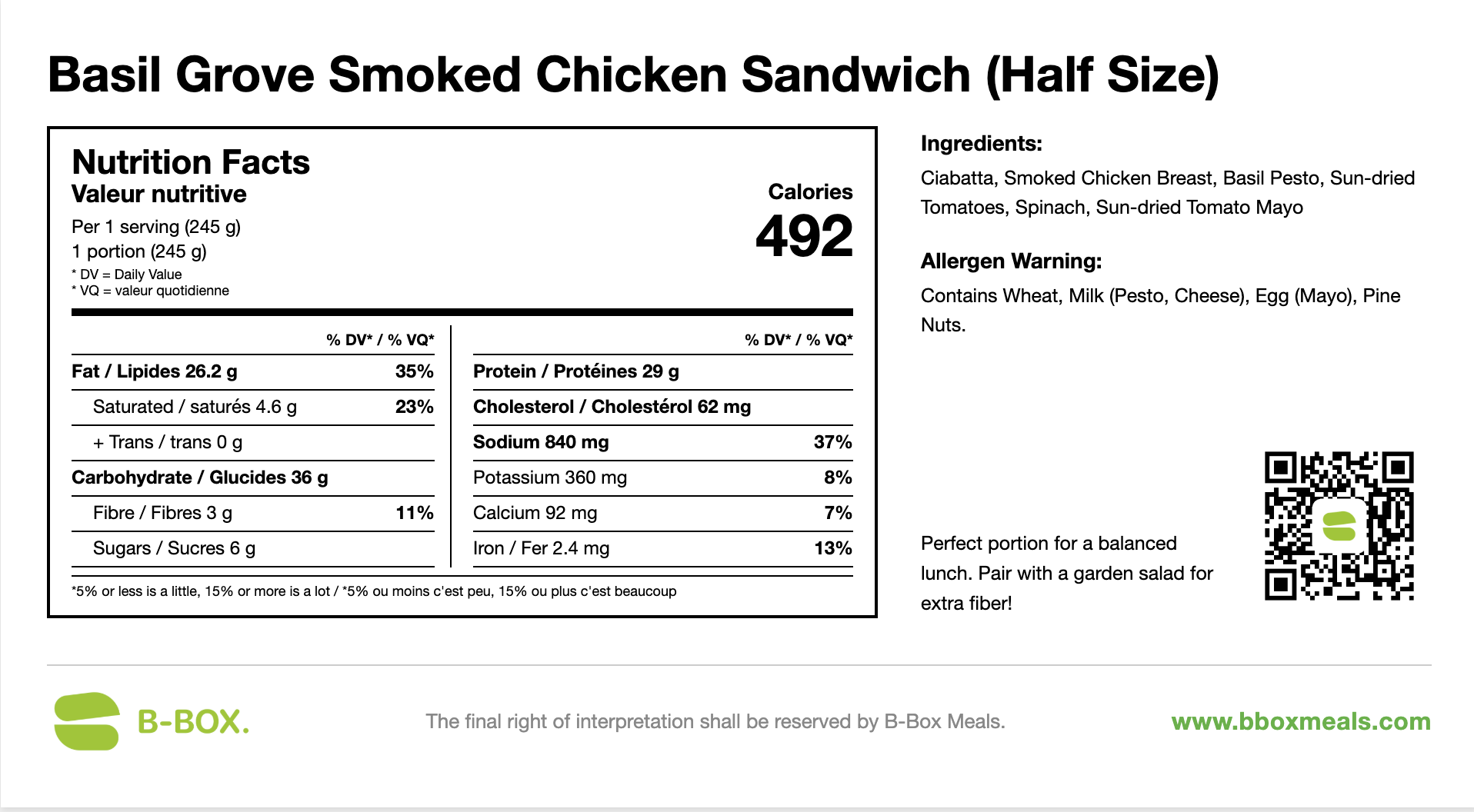 Basil Grove Smoked Chicken Sandwich
