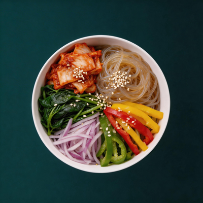 Korean Kimchi Noodle Bowl (Vegetarian)